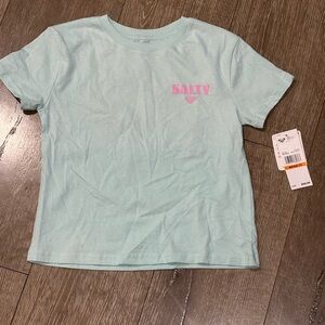 Roxy Light Blue Kids Tee with Pink Logo